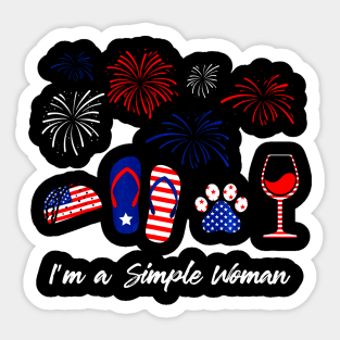 Taco Flip Flop Paw Wine USA FLag 4th of July Sticker